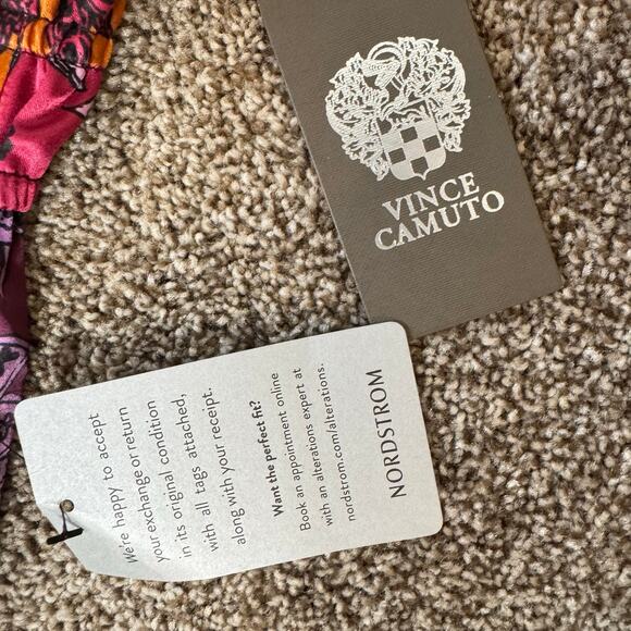 Vince Camuto NWT Women's Size 6 Paisley Puff Sleeve Satin Midi Dress Boho $168 - Picture 6 of 13